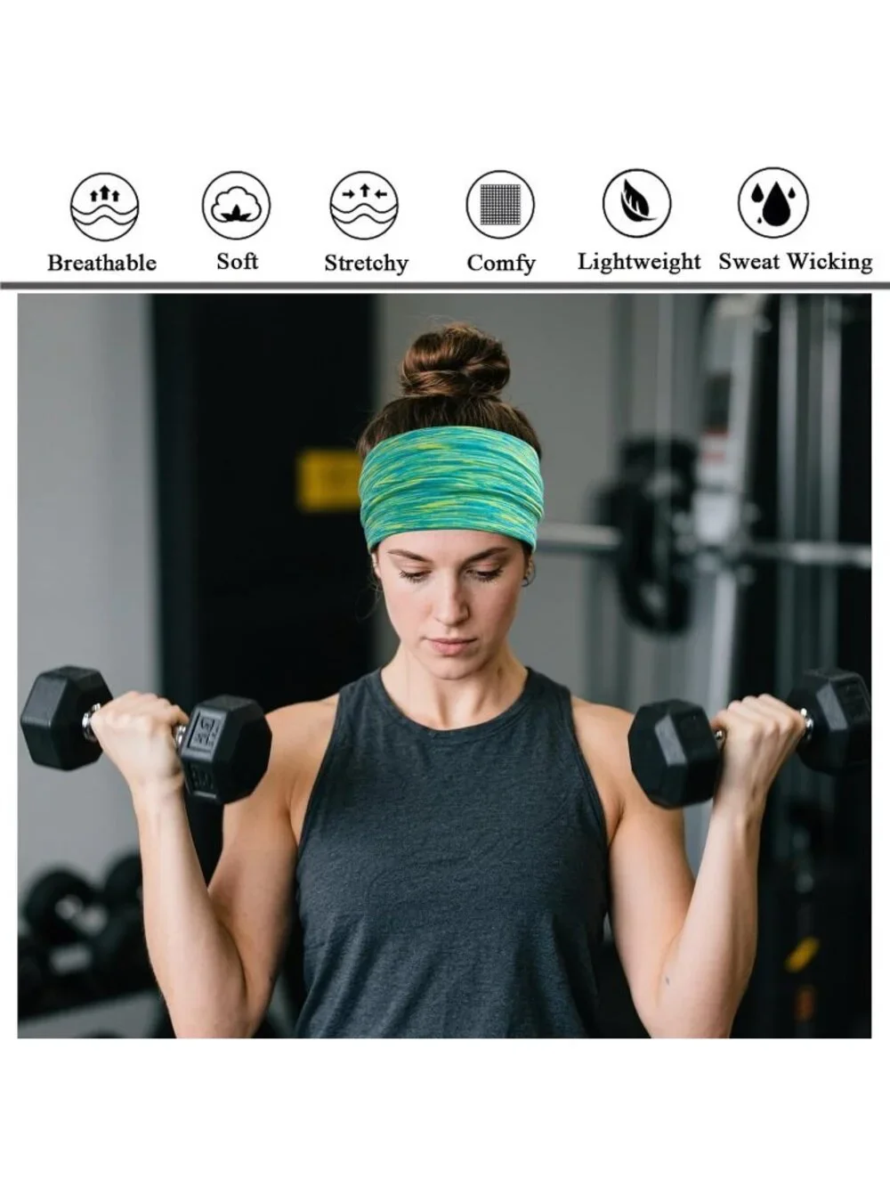 Women Space Dyed Bright Stretch 6 Pack Headband Turban Yoga Hair Accessories